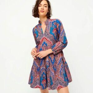 J. Crew A-Line Poplin Dress in Ratti Mediterranean Paisley Size Large